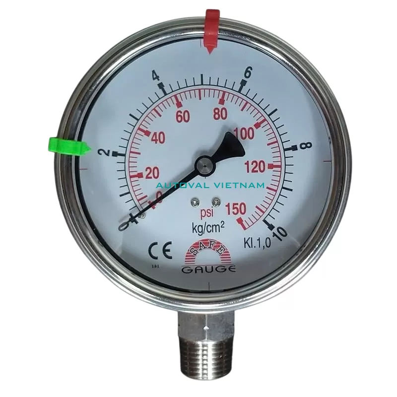 Safe Gauge - Thương hiệu đồng hồ áp suất Đài Loan - Hàng nhập đủ chứng chỉ C/O & Test Report & Tem kiểm định cho dự án - Đồng hồ áp suất Safe Gauge Đài Loan - Đồng hồ áp suất inox SUSS304 - Đồng hồ chân không Safe Gauge
