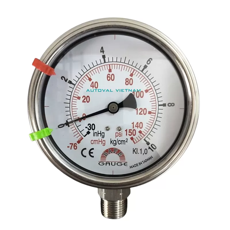 Safe Gauge - Thương hiệu đồng hồ áp suất Đài Loan - Hàng nhập đủ chứng chỉ C/O & Test Report & Tem kiểm định cho dự án - Đồng hồ áp suất Safe Gauge Đài Loan - Đồng hồ áp suất inox SUSS304 - Đồng hồ chân không Safe Gauge