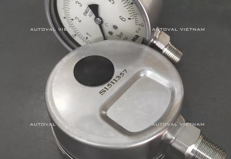 Nhập khẩu chính hãng và phân phối toàn quốc | Tem kiểm định hàng nhập khẩu & thiết bị áp lực | Đồng hồ áp suất Automa AG52 vỏ thép không gỉ SS304 chân ren kết nối SS316L