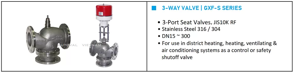 GXF-S | 3-Way | Ginice Korea | Van 3 ngả GXF-S | Van 3 ngả điện chiller HVAC | Van điện 3 ngả mixing/diverting | Van 3 ngả Ginice | Van điện 3 ngả Hàn Quốc | Van 3 ngả điện Hàn Quốc mixing/diverting | Van điện 3 ngả chiller HVAC | Van điện 3 ngả inox