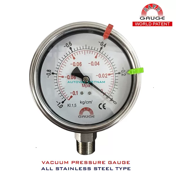 Đồng hồ áp chân không inox | BC-A | Safe Gauge