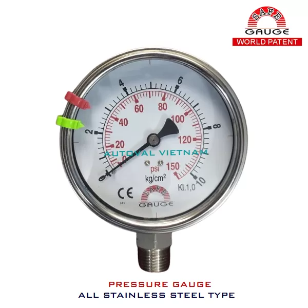 Đồng hồ áp suất inox | AC-A | Safe Gauge