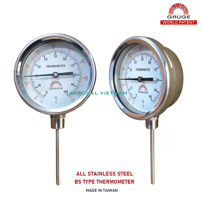 Đồng hồ nhiệt độ chân đứng BS TYPE | Safe Gauge