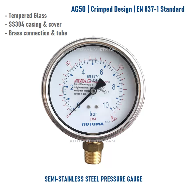 Đồng hồ áp AG50 | Automa Brand