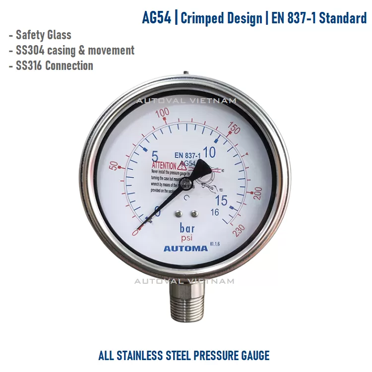 Đồng hồ áp AG54 | Automa Brand