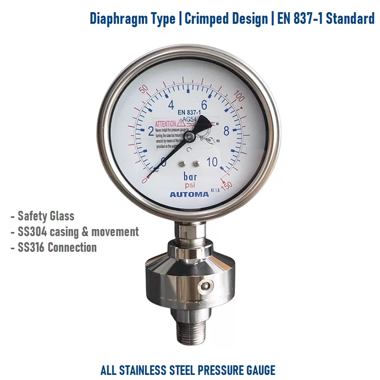 Đồng hồ áp suất màng | Automa Brand
