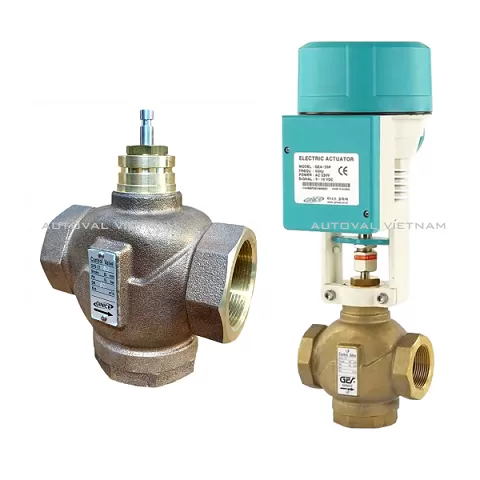 Van điện 2 ngả đồng ren | 16K | GVS21 | Ginice Korea